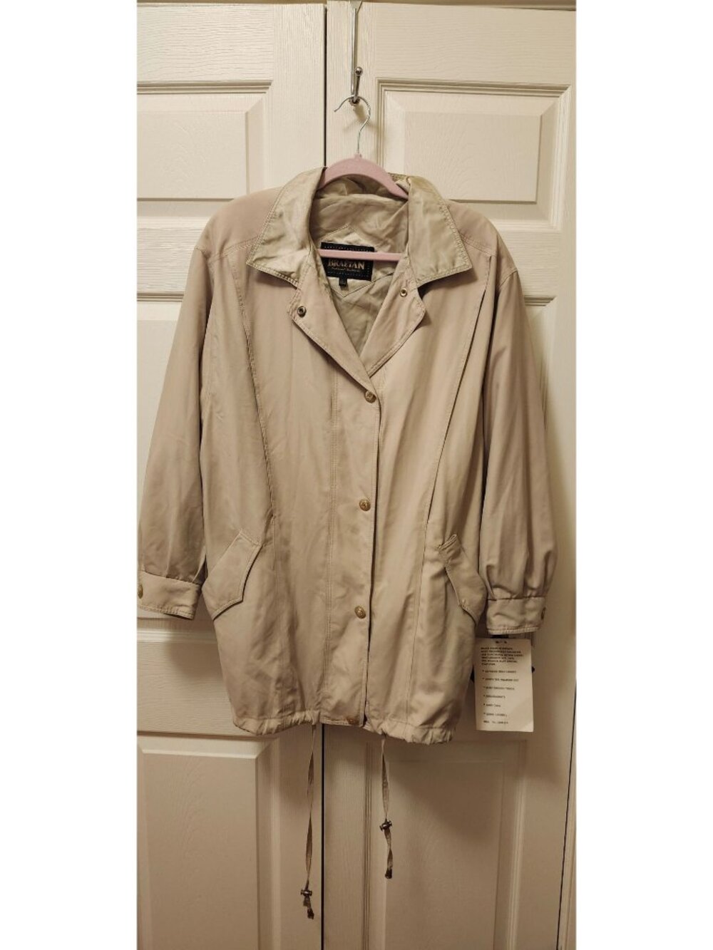 New Women Braetan Tan Microfiber Windbreaker Spring Cinch Hem Jacket Size L